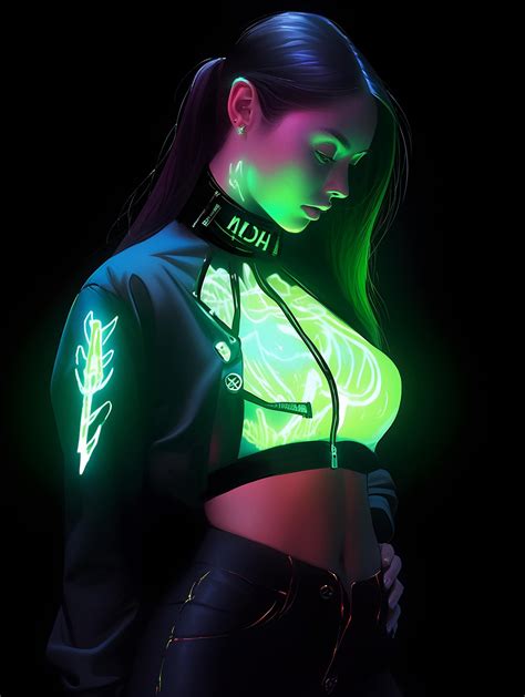 Wallpaper Cool Girl Lightning Neon Sexy 1543x2048 DJMan