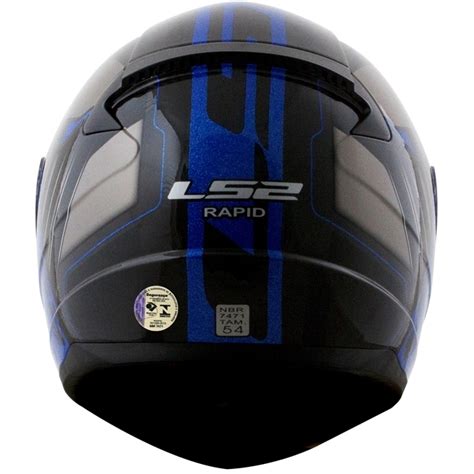 Capacete Ls Ff Rapid Medal Preto Azul Brilho Grid Motors