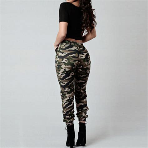 Buy Women High Waist Military Camouflage Green Casual Loose Pants