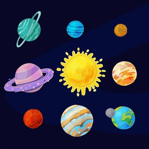 Planetas Del Sistema Solar Conjunto De Dibujos Animados Ilustración