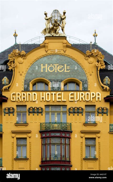 Art Nouveau Grand Hotel Europe 1906 Prague Czech Republic Stock