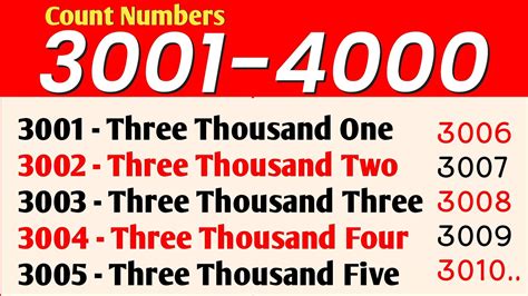 3001 To 4000 Numbers In Words In English 3000 4000 English Numbers