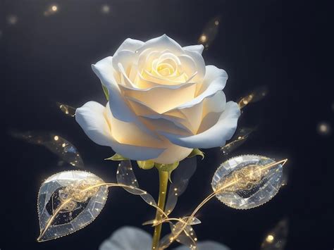 Premium AI Image A White Rose With A Leaf That Says Magic On It