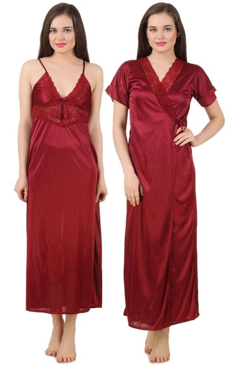 Buy Fasense Women Satin Nightwear Sleepwear Robe Nighty Set Gt