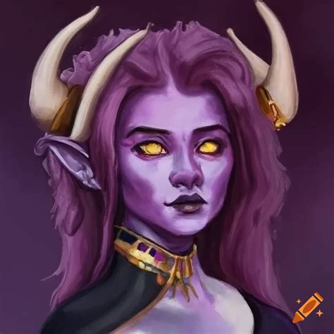 Gouache Portrait Of Female Tiefling Queen On Craiyon