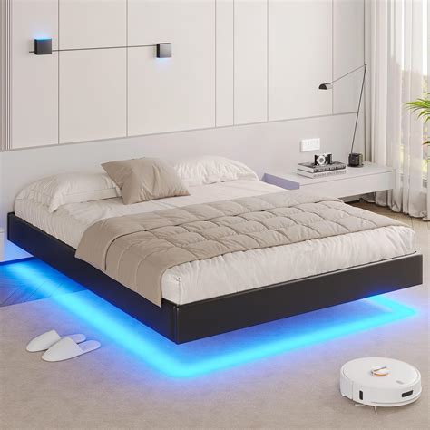 Adorneve Queen Led Bed Frame Modern Faux Leather Upholstered Platform