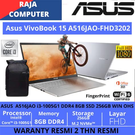 Jual Asus Vivobook 15 A516jao I3 1005g1 Ddr4 4gb Ssd 256gb W11 Ohs Fhd