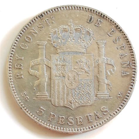 Moneda De Plata De Pesetas De Alfonso Xiii De