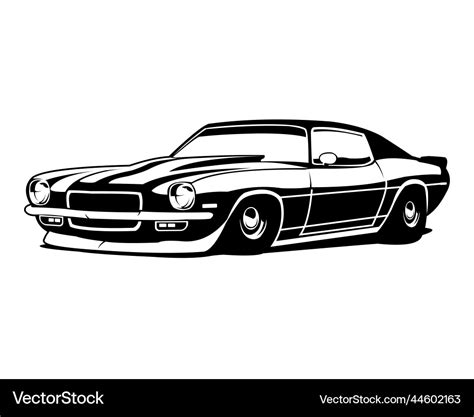 1970s Old Chevy Camaro Isolated White Background Vector Image