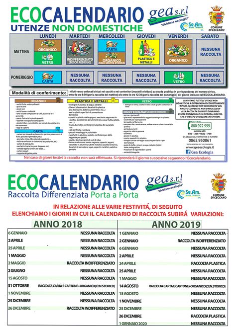 Comune Di Ceccano Raccolta Differenziata Ecocalendario Utenze Non