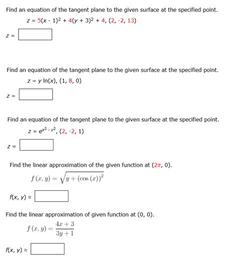 Solved Find An Equation Of The Tangent Plane To The Given Chegg