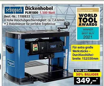 Scheppach Dickenhobel Plm1800 Angebot Bei Norma24