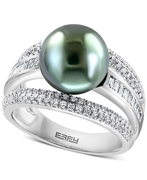 Effy Collection Effy® Cultured Tahitian Pearl 11mm And Diamond 5 8 Ct