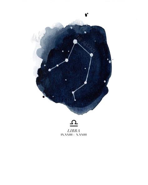 Libra Watercolor Print Poster Constellation Zodiac Astronomy Astrology