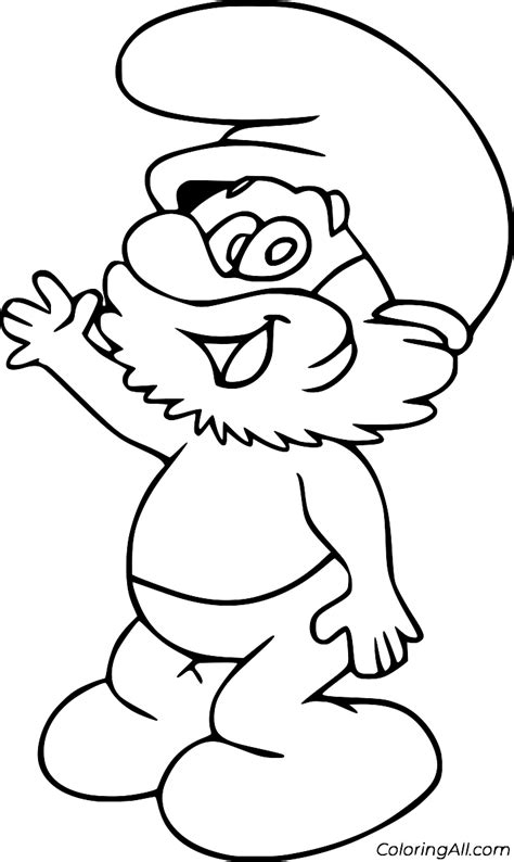 Papa Smurf Waving Hand Coloring Page Coloringall