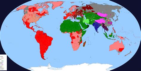 World Map with Different Colored Areas