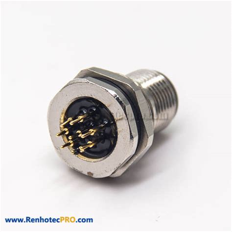 M12 Ethernet Bulkhead Connector 8 Pin A Code Straight Through Hole