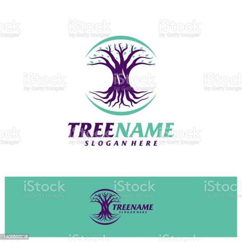 Tree With Root Logo Design Template Tree Logo Concept Vector Creative