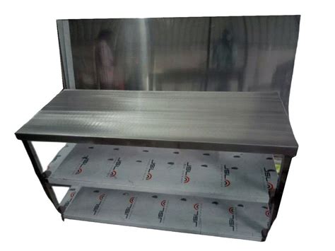 Silver Polished Shelves Stainless Steel Work Table For Restaurant