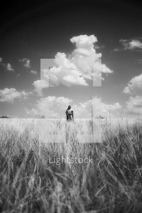 Jesus Walking In A Field — Photo — Lightstock