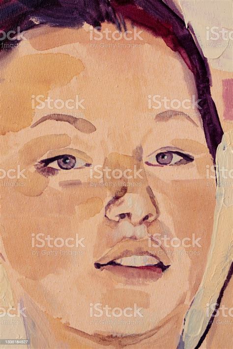 Watercolor Painting Female Portrait Handmade Stock Illustration