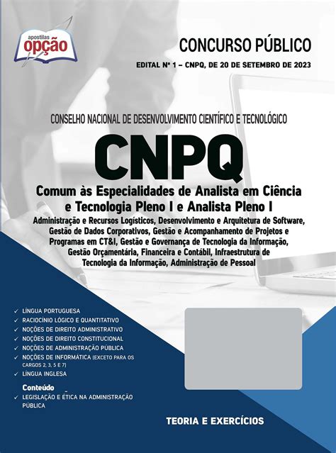 Apostila Cnpq Comum Analista Em Ci Ncia E Tecnologia Pleno I E