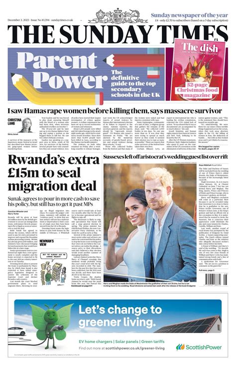 Sunday Times Front Page 3rd Of December 2023 Tomorrow S Papers Today