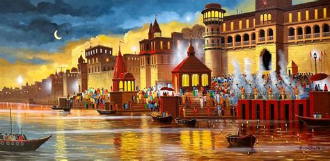 Ganga Aarti - Banaras - Rhythm Art Gallery