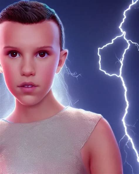 Millie Bobby Brown Made Of Lightning Cinematic Stable Diffusion