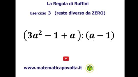 La Regola Di Ruffini Esercizio Resto Diverso Da Zero Youtube