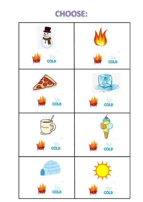 Hot And Cold Pictures Worksheets Worksheetscity