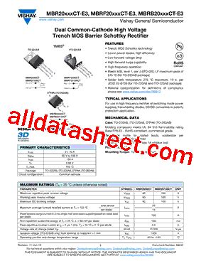 MBR20XXXCT E3 Datasheet PDF Vishay Siliconix