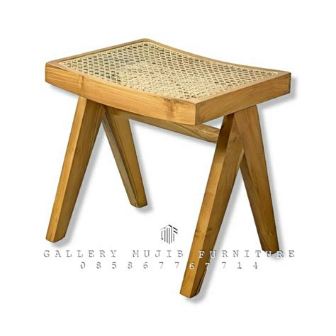 Jual Stool Rotan Minimalis Stool Modern Kayu Jati Kursi Stool Kekinian