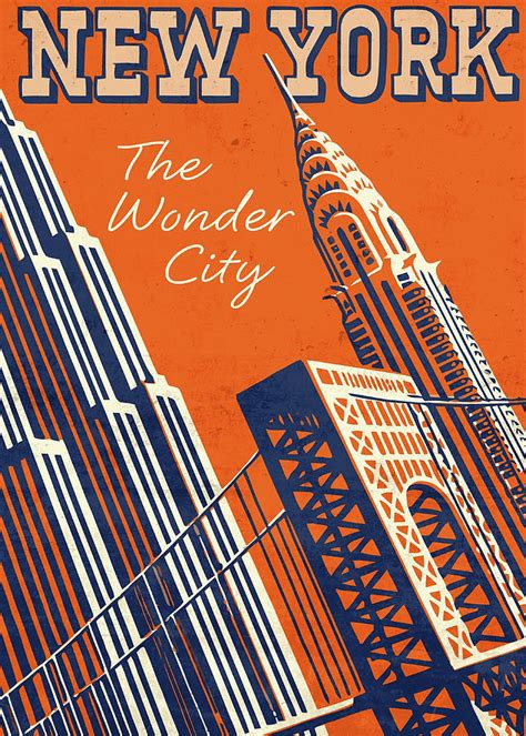 New York City Vintage Travel Poster Mixed Media By Design Turnpike Pixels