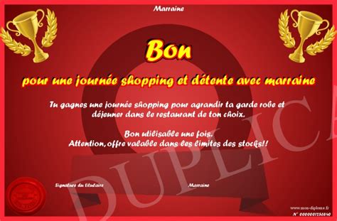 Bon Pour Une Journee Shopping Et Detente Avec Marraine