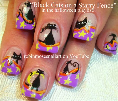 Nail Art By Robin Moses Halloween Nails Black Cat Nails Cutest