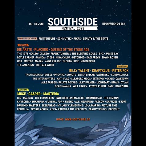 SOUTHSIDE HURRICANE FESTIVALS 2023 Running Order Alle Bands Und