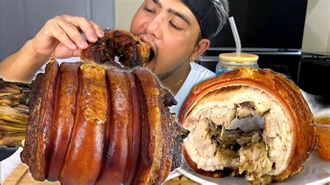 Lechon Belly Roll Mukbang Lechon Belly Oven Recipe Filipino Food