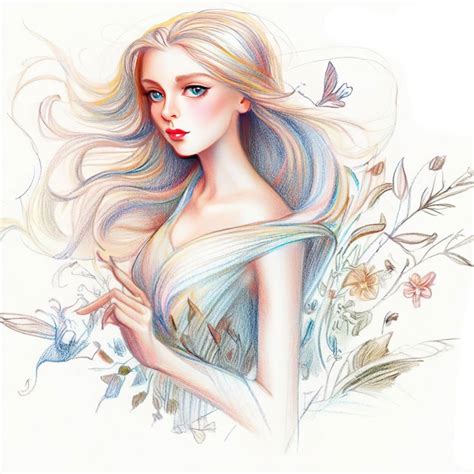 Premium AI Image | A drawing of a blonde woman with blue eyes and a ...