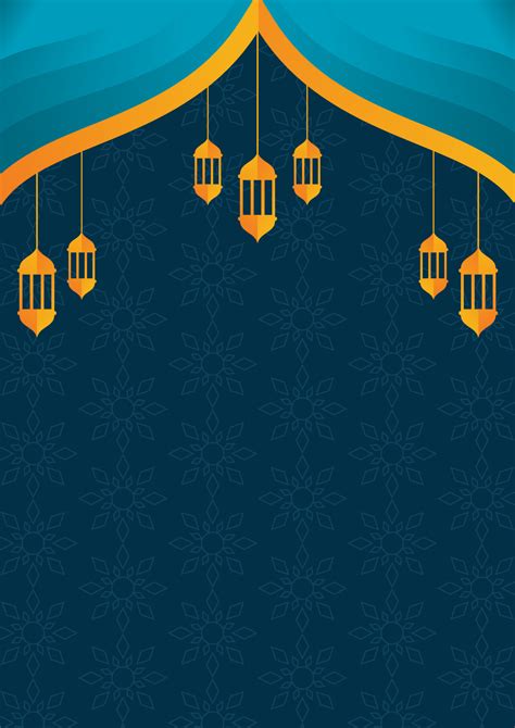 Vector Illustration Of Islamic Poster Background With Blue Color Theme