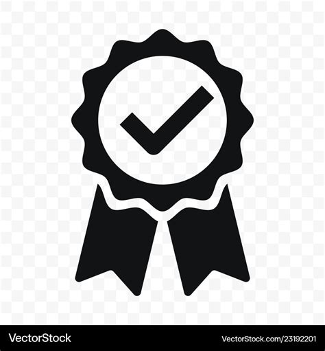 Quality icon certified check mark ribbon label Vector Image