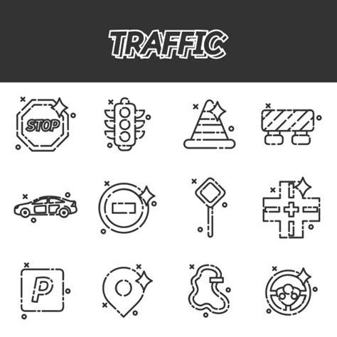 Traffic Jam Transport Collection Icons Set Vector Image