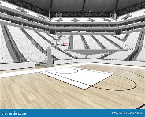 Large Modern Basketball Arena With White Seats Stock Illustration