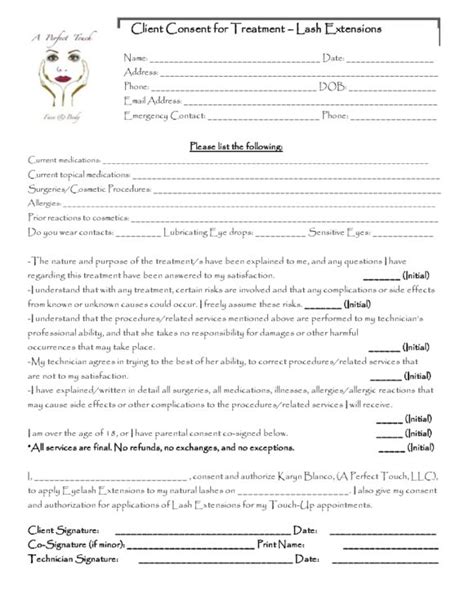 40 Printable Eyelash Extension Consent Forms 100 Free