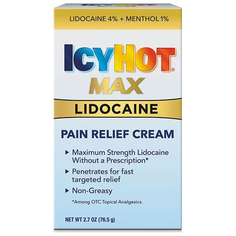 Icy Hot Max Strength Pain Relief Cream With Lidocaine Walgreens