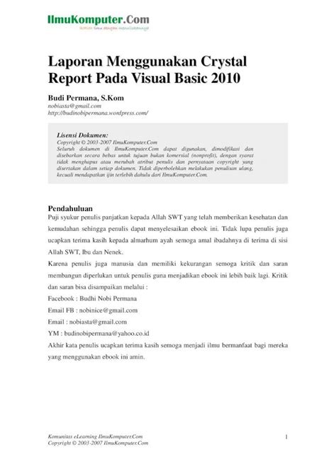 Pdf Laporan Menggunakan Crystal Report Pada Visual Basic