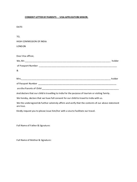 Fillable Online Sample Consent Letter For Oci Application Minor Fax