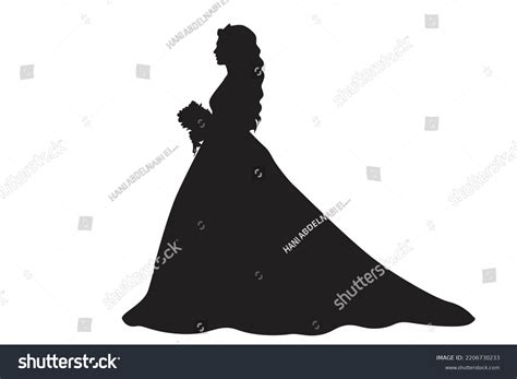 Bride Silhouette Holding Flowers Bouquet Stock Vector Royalty Free 2206730233 Shutterstock