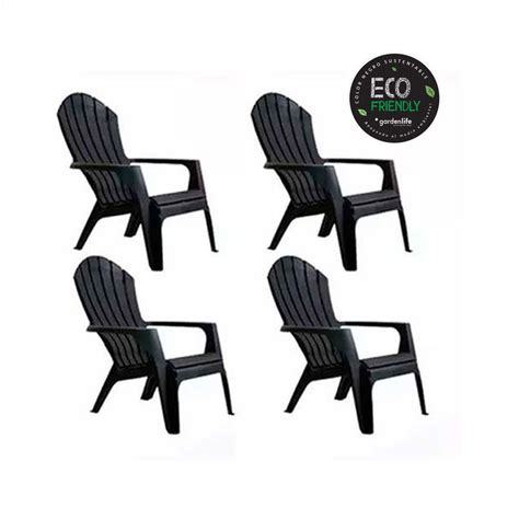 Set De 4 Sillones Miami Garden Life Ecologicos Negros