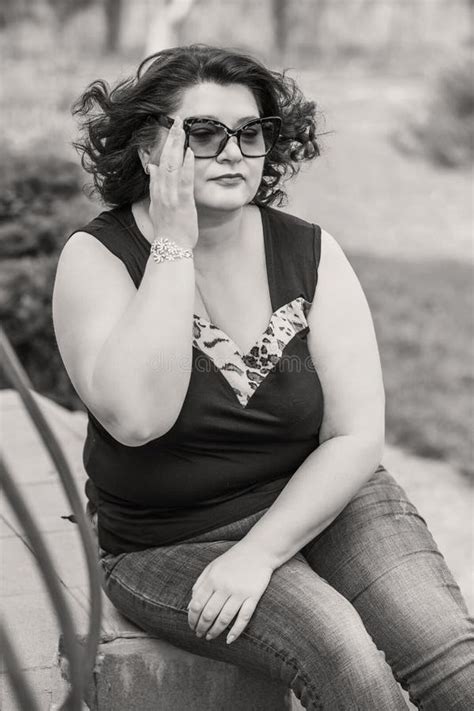 Mature Plus Size Woman In Nature Atmosphere Stock Image Image Of